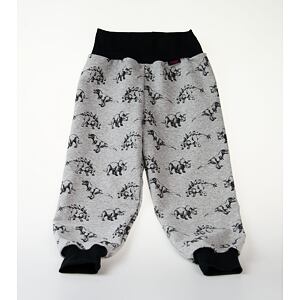 Karpet Detské úpletové tepláčky - potlač šedý dinosaur vel.92/98