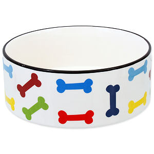 Miska DOG FANTASY keramická potlač farebné kosti biela 20,5 cm 1.61 l
