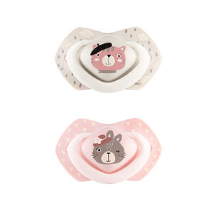 CANPOL BABIES B - Set symetrických silikonových dudlíků 6-18m BONJOUR PARIS růžový 