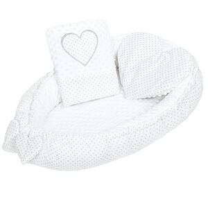 New Baby-Luxusní hnízdečko s polštářkem a peřinkou New Baby Srdíčko bílé