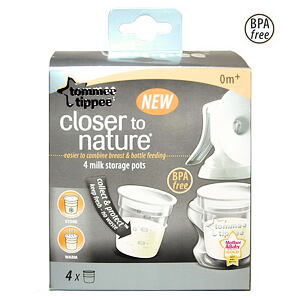 Tommee Tippee Nádobky na skladovanie mat. mlieka C2N, 4ks 0+m