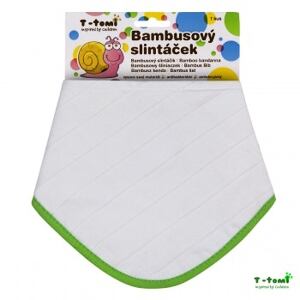 T-TOMI BIO Bambusový slintáčik, white with green edging / biela so zeleným okrajom