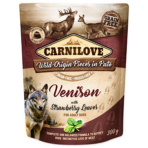 Vrecko CARNILOVE Dog Paté Venison with Strawberry Leaves 300 g