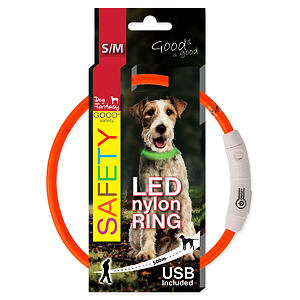 Obojok DOG FANTASY LED nylonový oranžový SM 1 ks