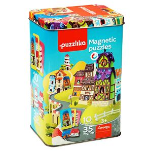 Puzzlika  Magnetické domečky - magnetická hra 35 dílků a 10 předloh