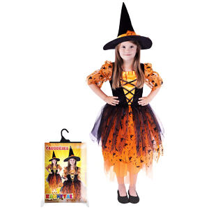 Rappa kostým čarodejnice/Halloween oranž. Klobúk (M)