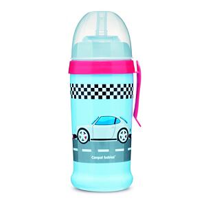 CANPOL BABIES Fľaša športová s nevylievacou slamkou AUTA 350ml tm.modrá