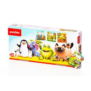 Puzzlika  Oblíbená zvířátka 3 v 1 - puzzle 3 obrázky 50 dílků
