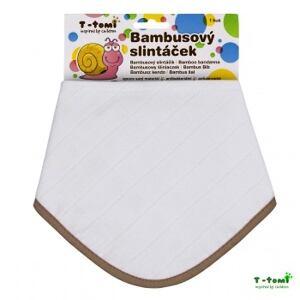 T-TOMI BIO Bambusový slintáčik, white with beige edging / biela s béžovým okrajom