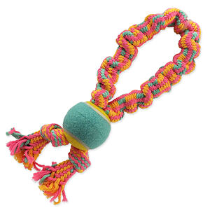 Preťahovadlo DOG FANTASY farebné + tenisák vzor č.1 - 2 knôty 32 cm