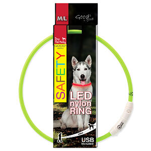 Obojok DOG FANTASY LED nylonový zelený ML 1 ks
