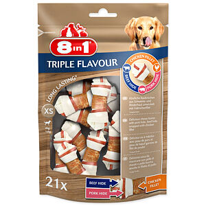 Kosti žuvacie 8in1 Triple Flavour XS 21 ks