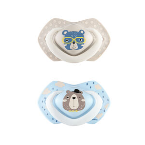 CANPOL BABIES B - Set symetrických silikonových dudlíků 6-18m BONJOUR PARIS modrý 