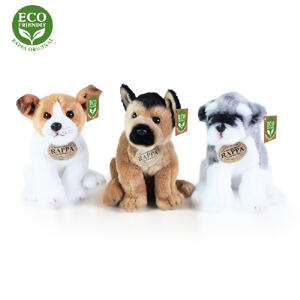Plyšový pes 3 druhy, jack russell, bradáč a nemecký ovčiak sediaci, 20 cm ECO-FRIENDLY