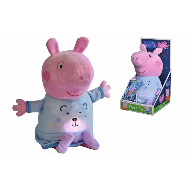 Peppa Pig 2v1 plyšový zaspávač hrajúci + svetlo, modrý, 25 cm