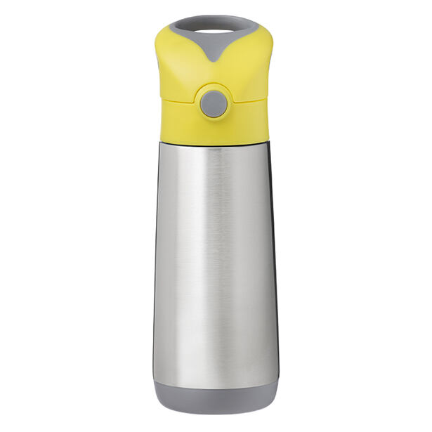 B.box Termoska na pití s brčkem 500 ml - žlutá/šedá