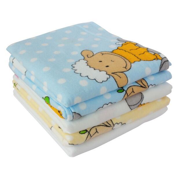 ByBoom Flanelové pleny 70x80 cm - 5 ks s motivy, Modrá - Ovečky