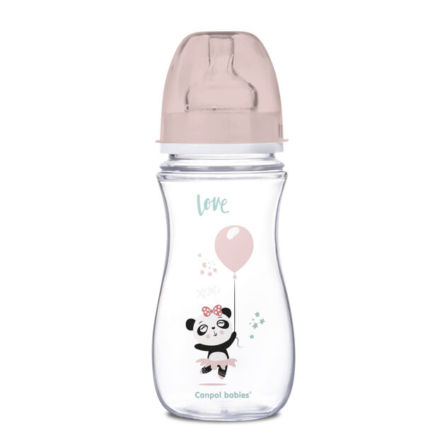 Canpol babies Fľaša so širokým hrdlom EXOTIC ANIMALS 300 ml ružová