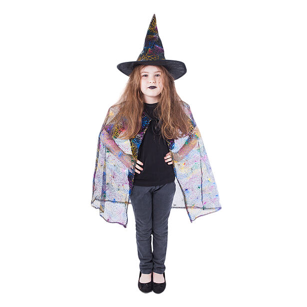 Rappa Dětský plášť čarodějnice s kloboukem/Halloween
