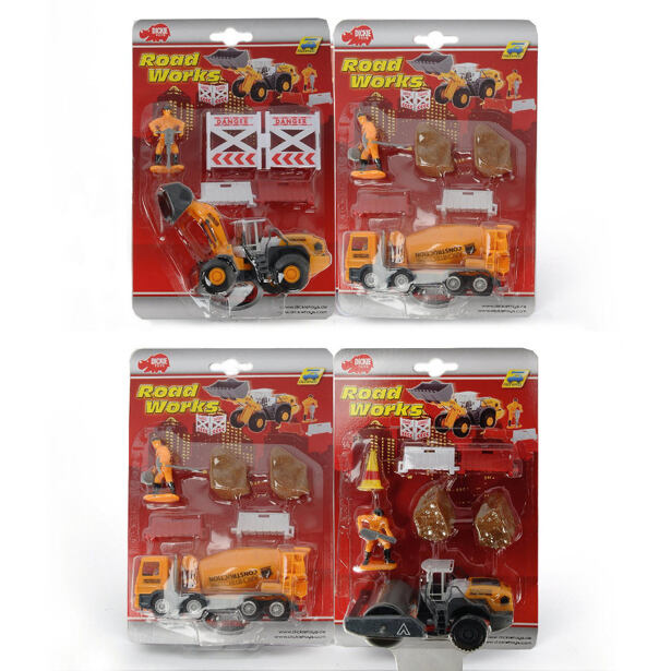 D 3415385 Stavební auto 14cm, přísl., 4 druhy- poškozený obal