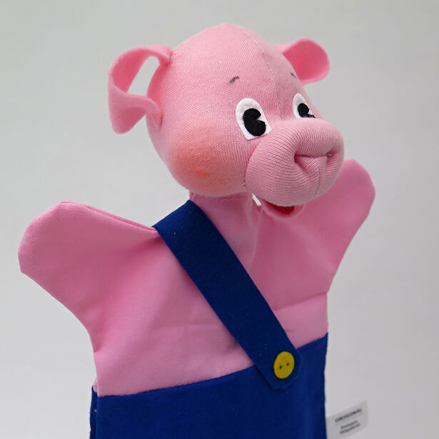 Moravská ústředna maňásek prasátko modré 26 cm