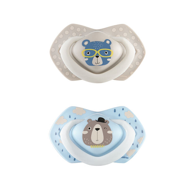 CANPOL BABIES C - Set symetrických silikonových dudlíků 18m+ BONJOUR PARIS modrý 