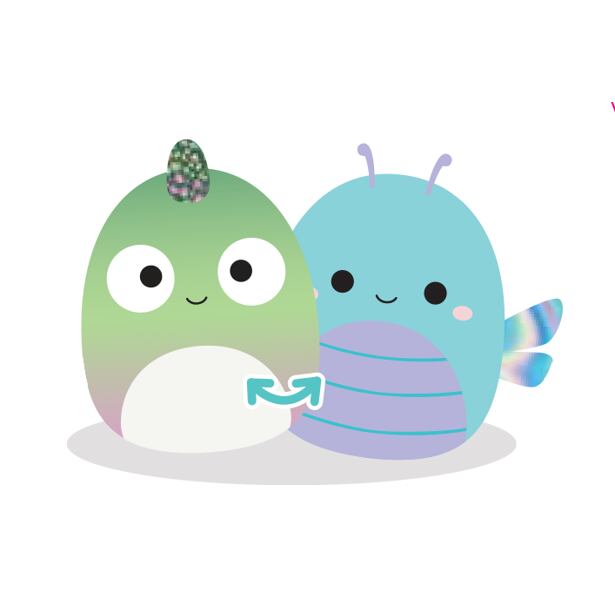 SQUISHMALLOWS 2v1 chameleon Denton a vážka Heather