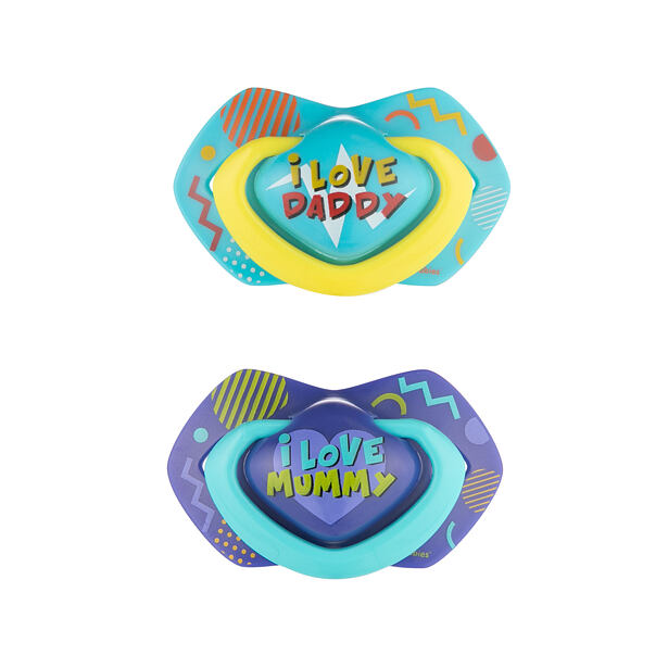 CANPOL BABIES A - Set symetrických silikónových cumlíkov 0-6m NEON LOVE modrý