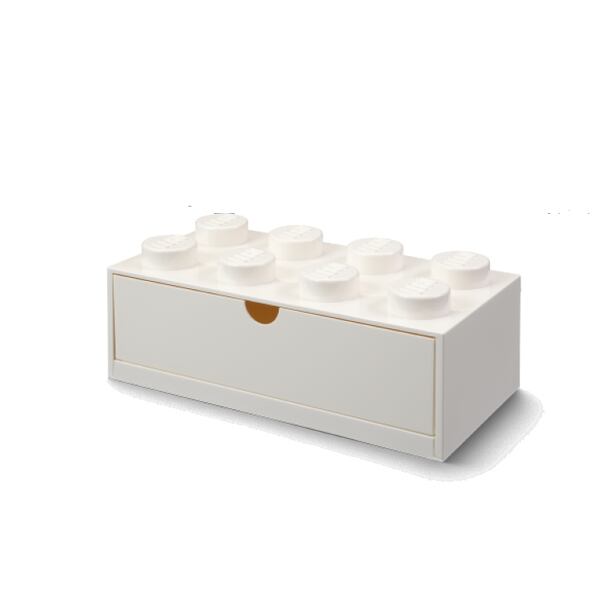 LEGO stolný box 8 so zásuvkou - biela