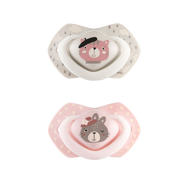 CANPOL BABIES B - Set symetrických silikonových dudlíků 6-18m BONJOUR PARIS růžový 