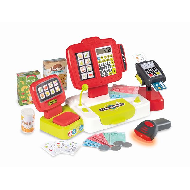 SMOBY Pokladňa elektronická s váhou červená