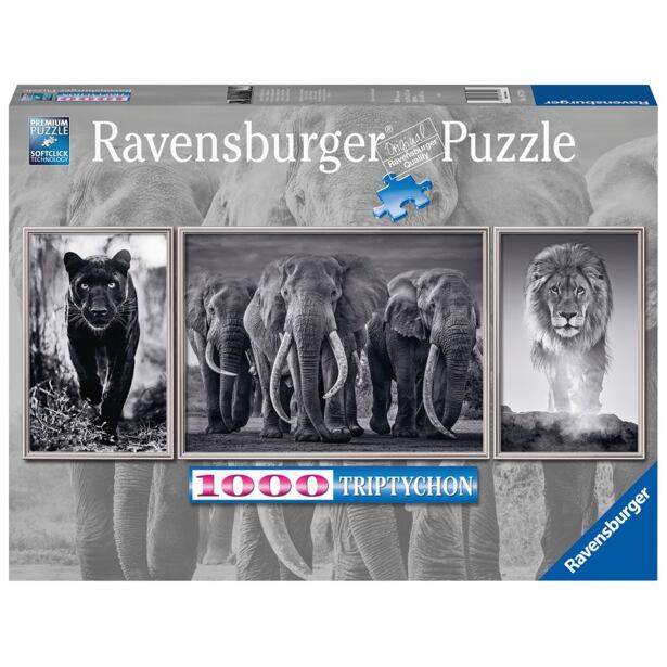 Ravensburger Panter, slon a lev 1000 dílků Panorama Triptychon