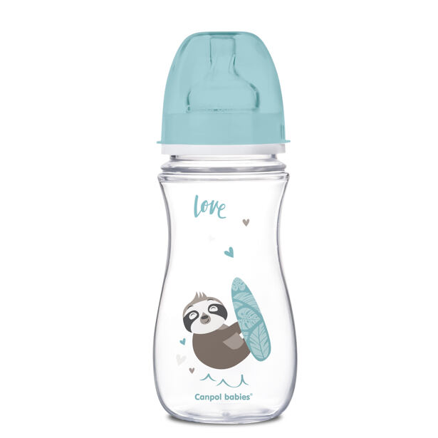 Canpol babies Fľaša so širokým hrdlom EXOTIC ANIMALS 300 ml modrá