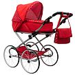 New Baby Dětský Retro kočárek pro panenky 2v1 Magdalena červený s puntíky