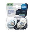 CANPOL BABIES A - Set symetrických silikonových dudlíků 0-6m BONJOUR PARIS modrý