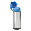B.box Termoska na pití s brčkem 500 ml - modrá/šedá
