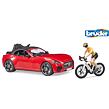 Sport. auto BRUDER, červené, figurka cyklista